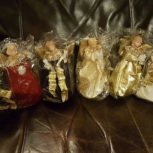 VICTORIAN LIGHTED ANGEL ORNAMENTS PORCELAIN 6 -NIB